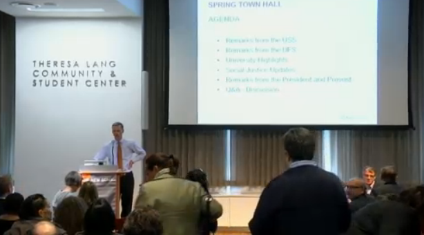 Van Zandt spoke about the university's new strategy to reduce its deficit.