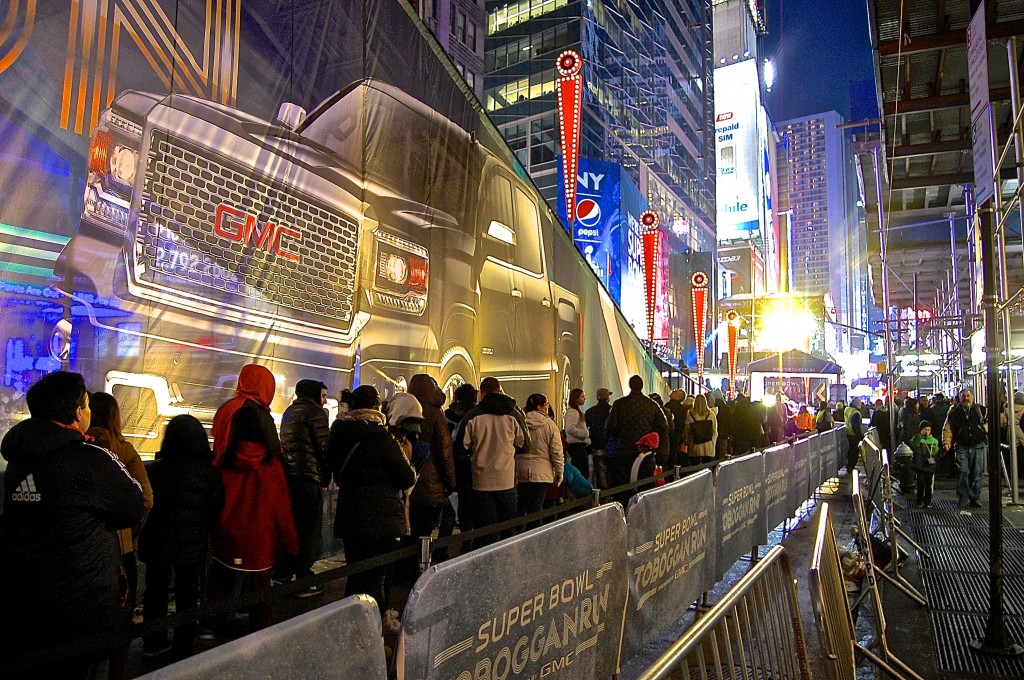 Fans waited in a monstrous line to ride the 60 feet toboggan.