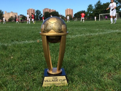 The Village Cup trophy sits on the Randall's Island field on Sunday Oct. 4, 2015. Photo courtesy of The New School Athletic Director, Diane Yee.