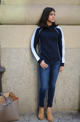 Who: Nadya Abuzar, freshman at Lang. Why: "I like blue. I've been told that blue looks nice on me."