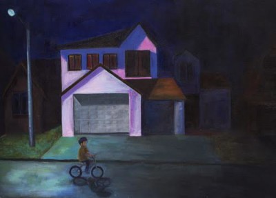 "Night Scene" illustration by Kate Saubestre. Photo Kate Saubestre.