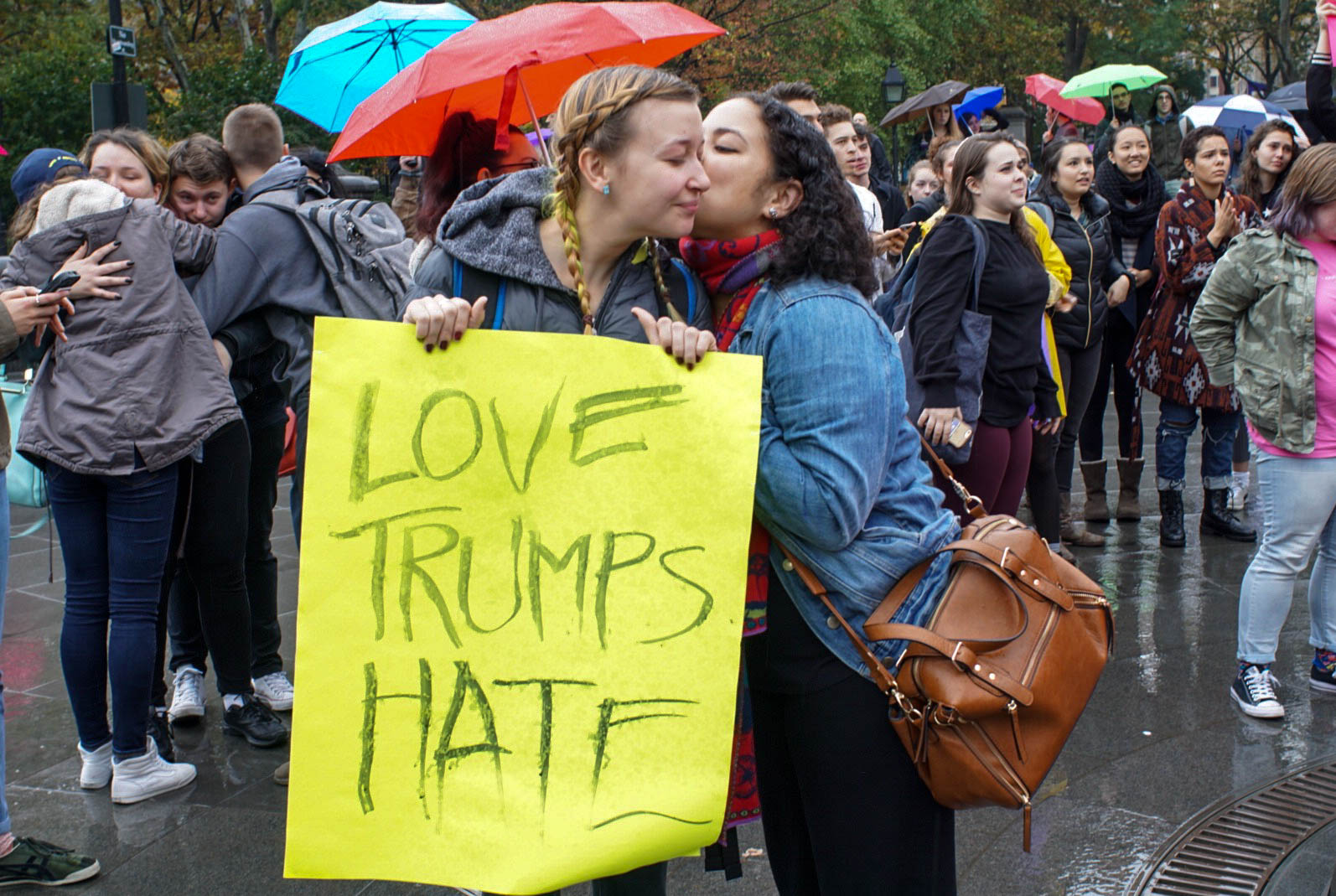 Students Celebrate Love In Washington Square Park In Response To Election