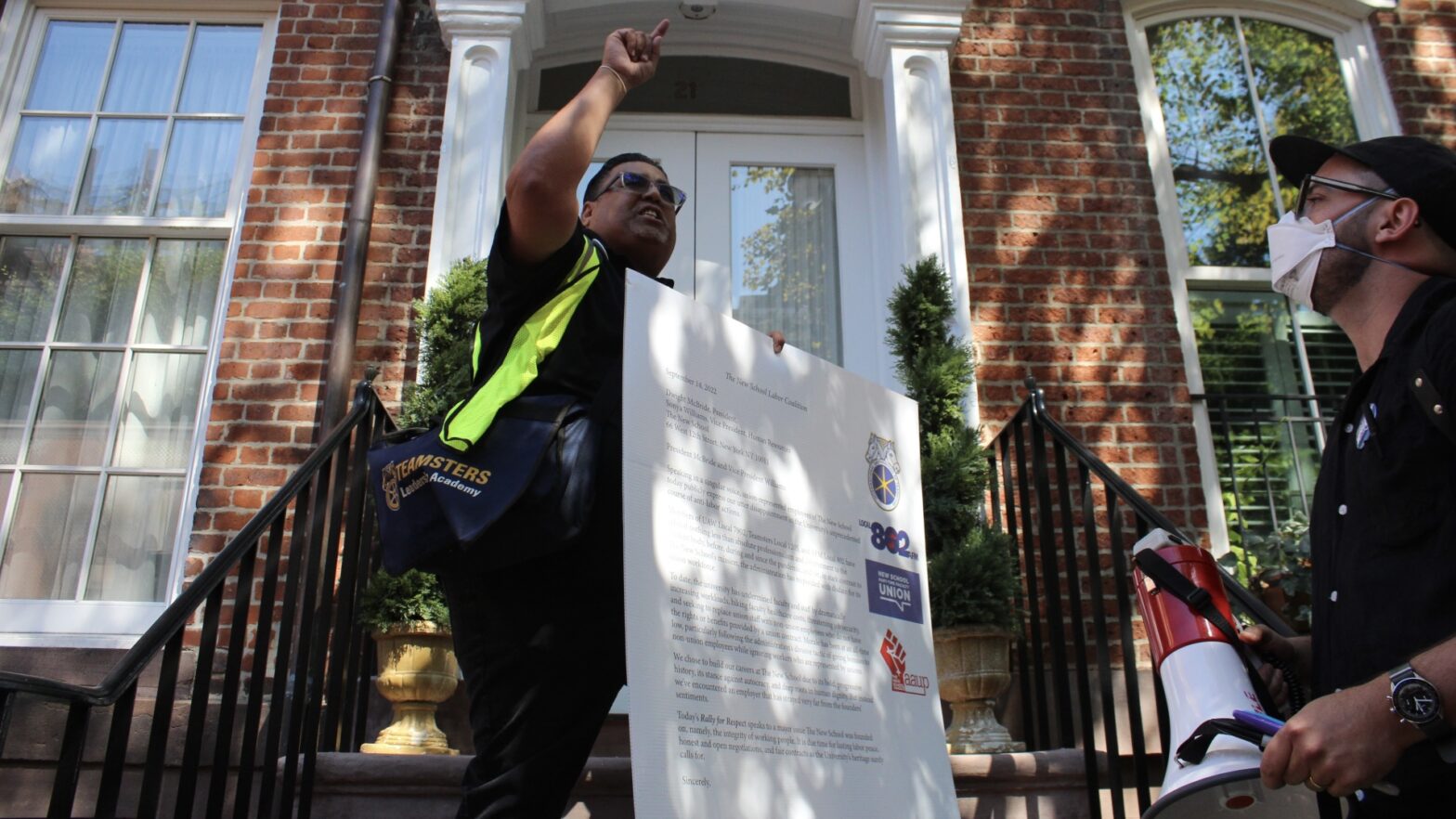New Schoolers march to President McBride’s townhouse to demand better treatment of part-time faculty, student workers and other staff