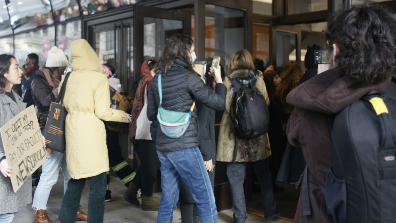 Group of people entering The New School’s University Center