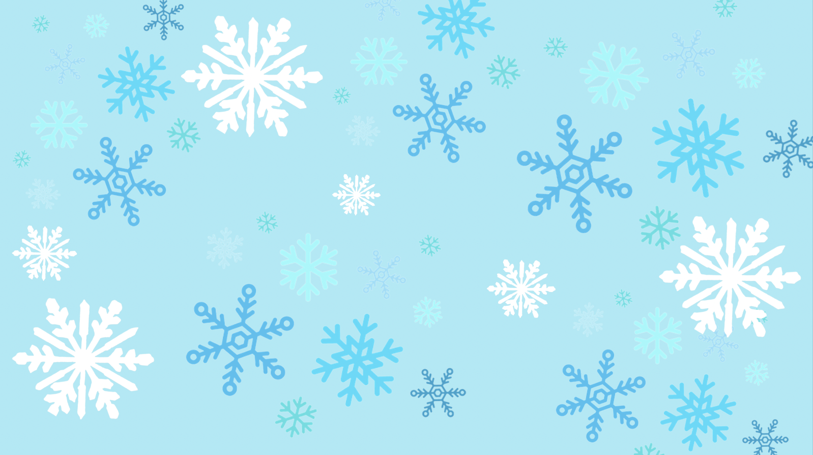 Sky blue background with snowflakes.