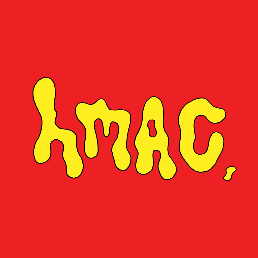 HMAC written in yellow lettering against red background.