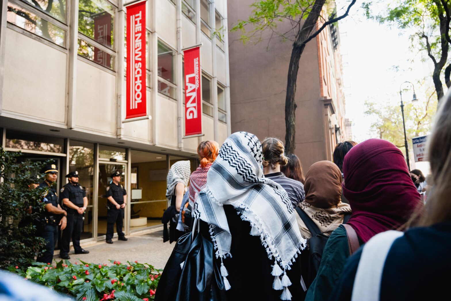 Students demonstrating in support of Palestine met with heightened police presence at Lang