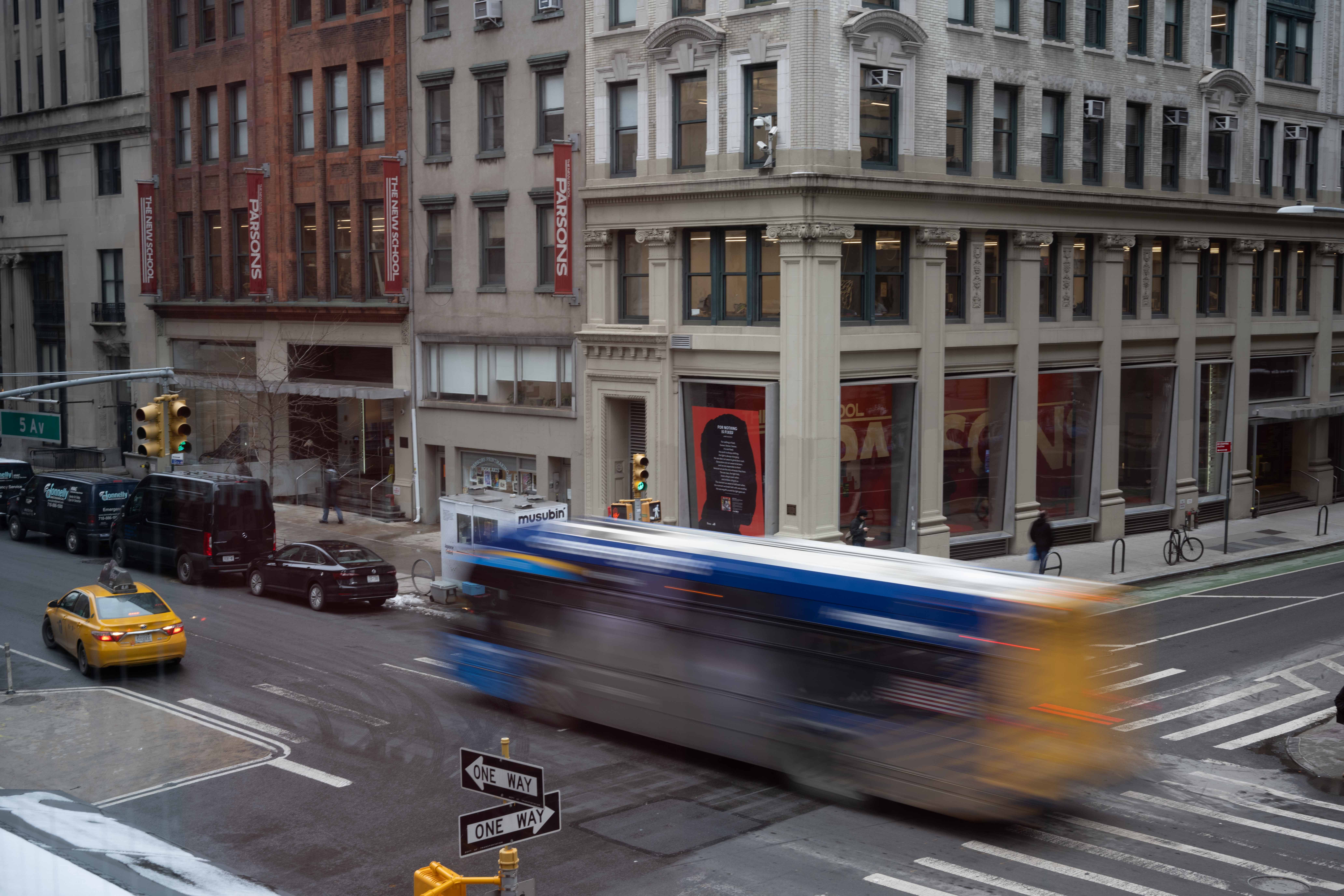 Photo from inside The University Center facing 5th Avenue and 13 st.