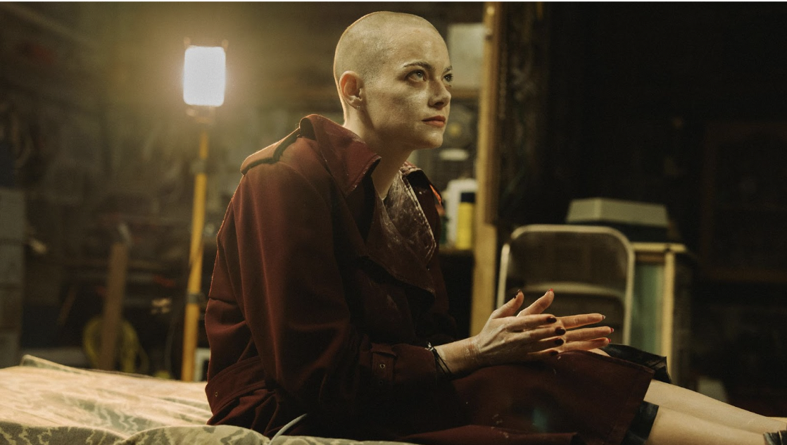 An image of Emma Stone from the film Bugonia.