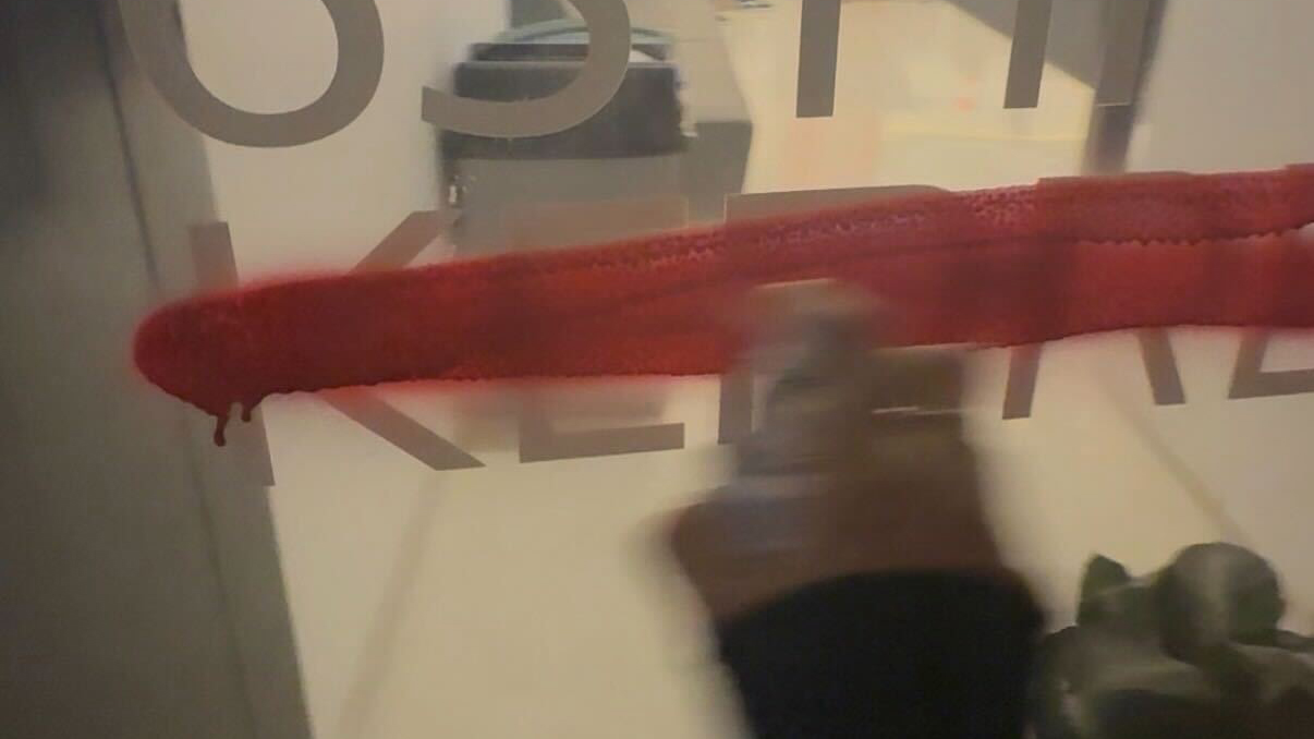 Group graffities The New School’s Kerrey Hall for third time, condemning ties to Epstein