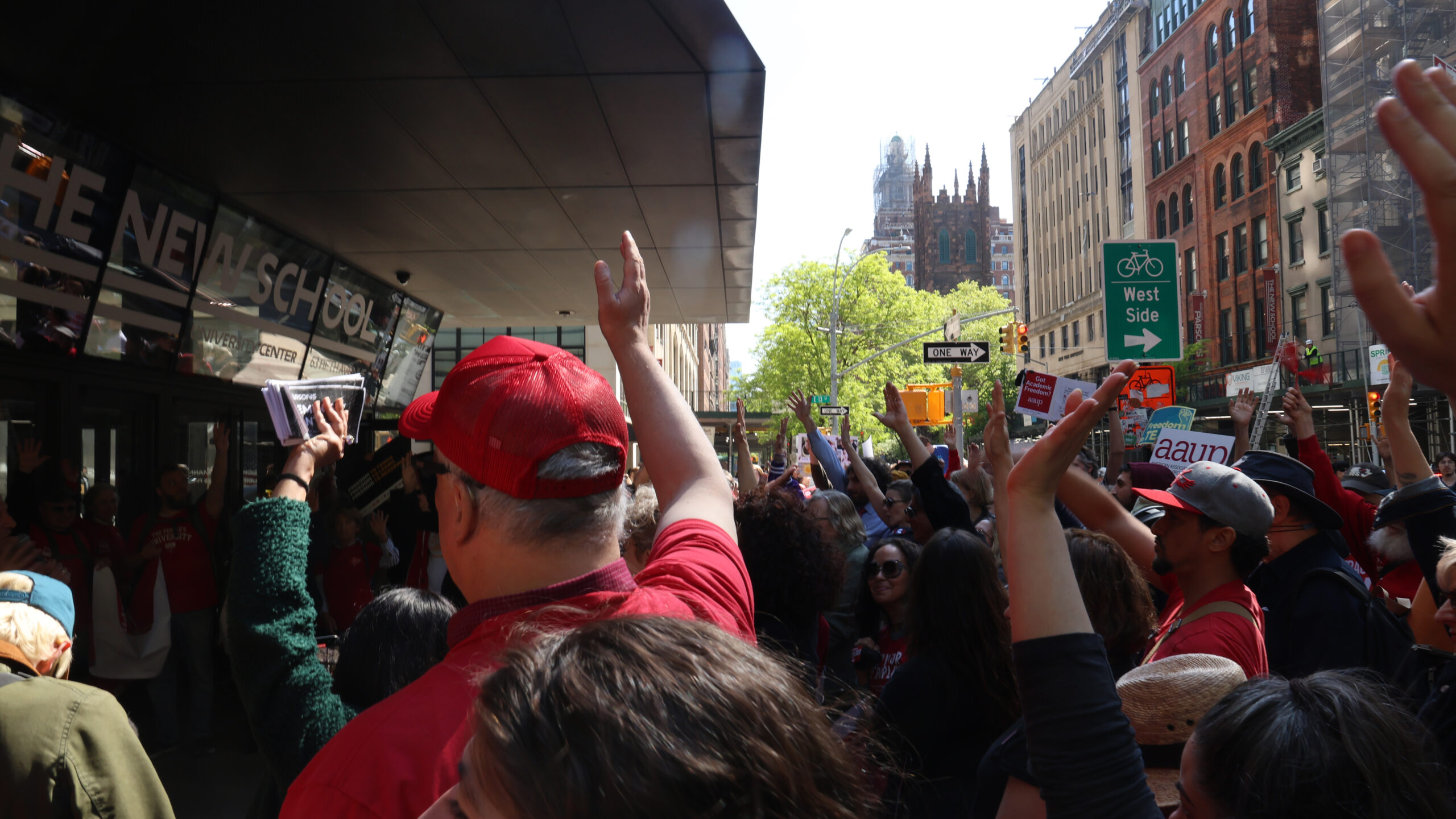 NYC academic unions demonstrate on May Day, as New School student workers press university