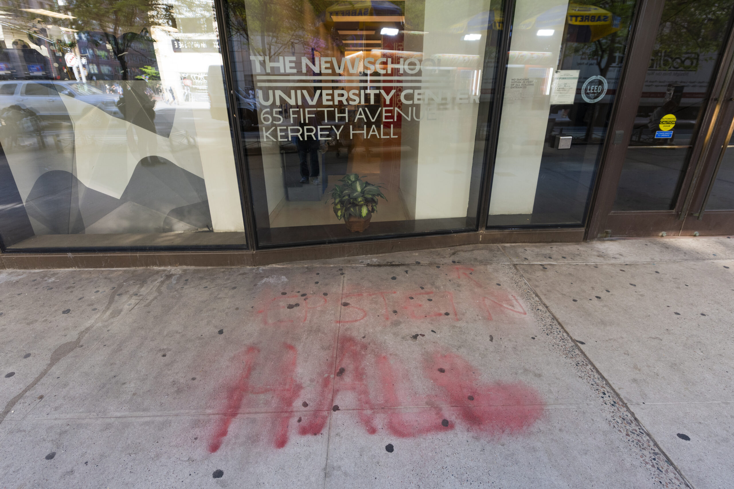 “Epstein Hall” graffitied outside Kerrey Hall, fourth time this year